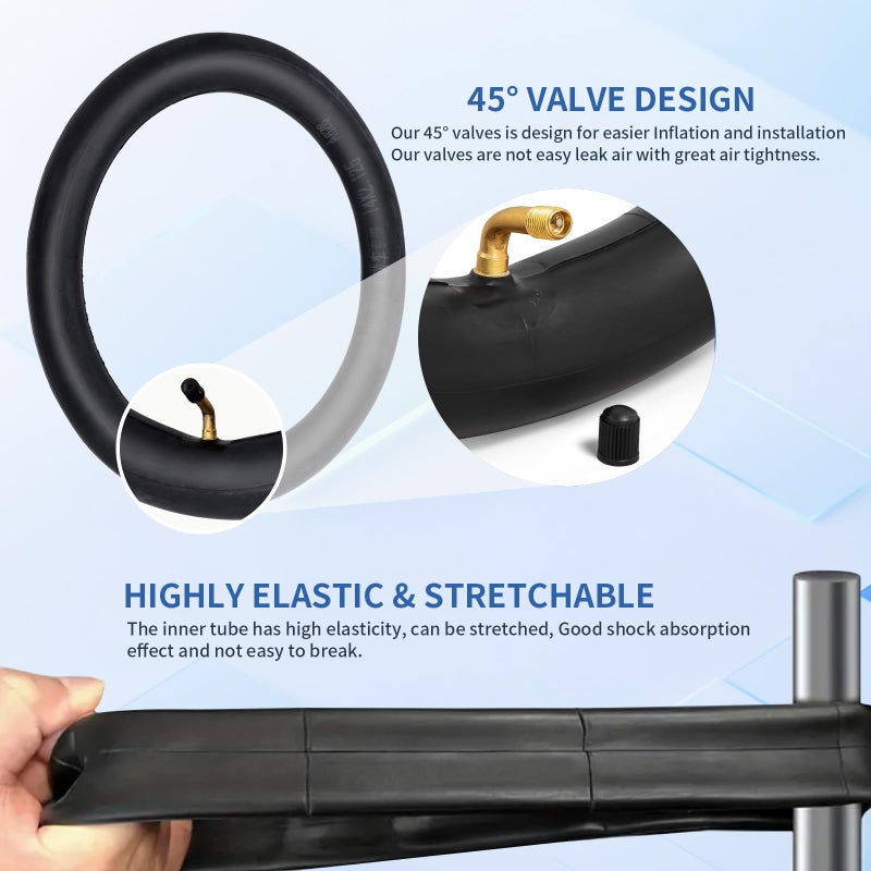 Tbest 14 x 2.125 Inner Tube  Electricycle Rubber Inner Tube with Metal Schrader Valve Tire Tubes with Bent Valve Stem for 14 Inches Electric Scooters Electric Tire Tubes - Image 5